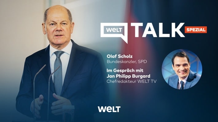 Bundeskanzler Olaf Scholz im „WELT TALK Spezial“ mit TV-Chefredakteur Jan Philipp Burgard zum G20-Gipfel in Neu-Delhi / Sonntag, 10. September, um 12.00 Uhr auf WELT TV